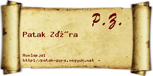 Patak Zóra névjegykártya